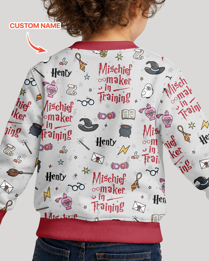 Custom Name Mischief Maker In Training Bamboo Crewneck Sweatshirt