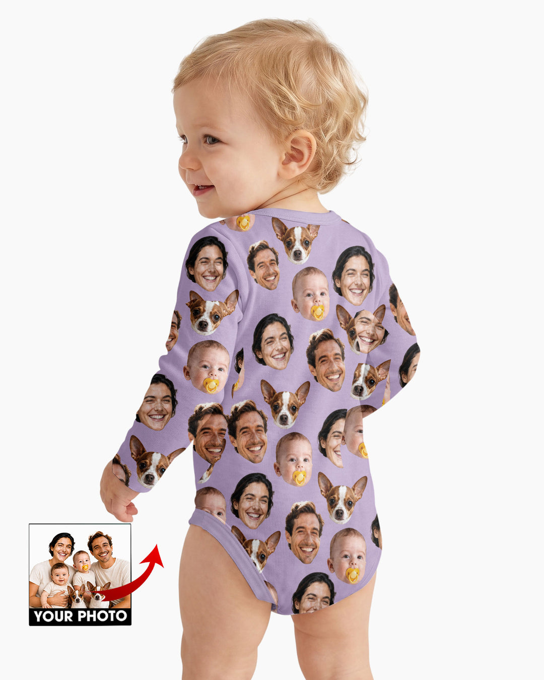 Personalized Face Baby Bodysuit, Families Faces Newborn Bodysuit