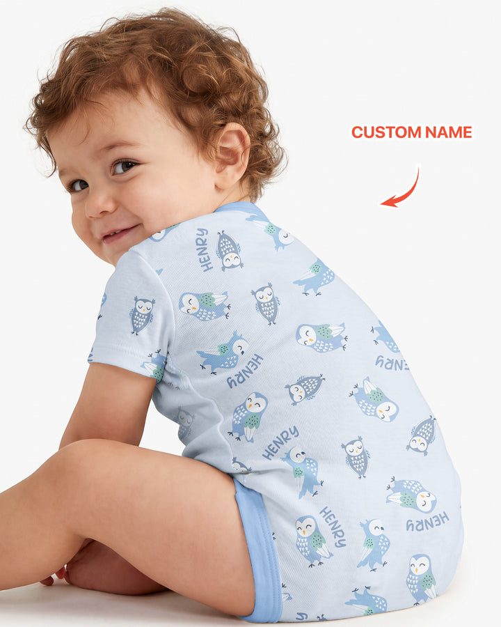 Custom Name Twin Owl Who's Who Bamboo Bodysuit