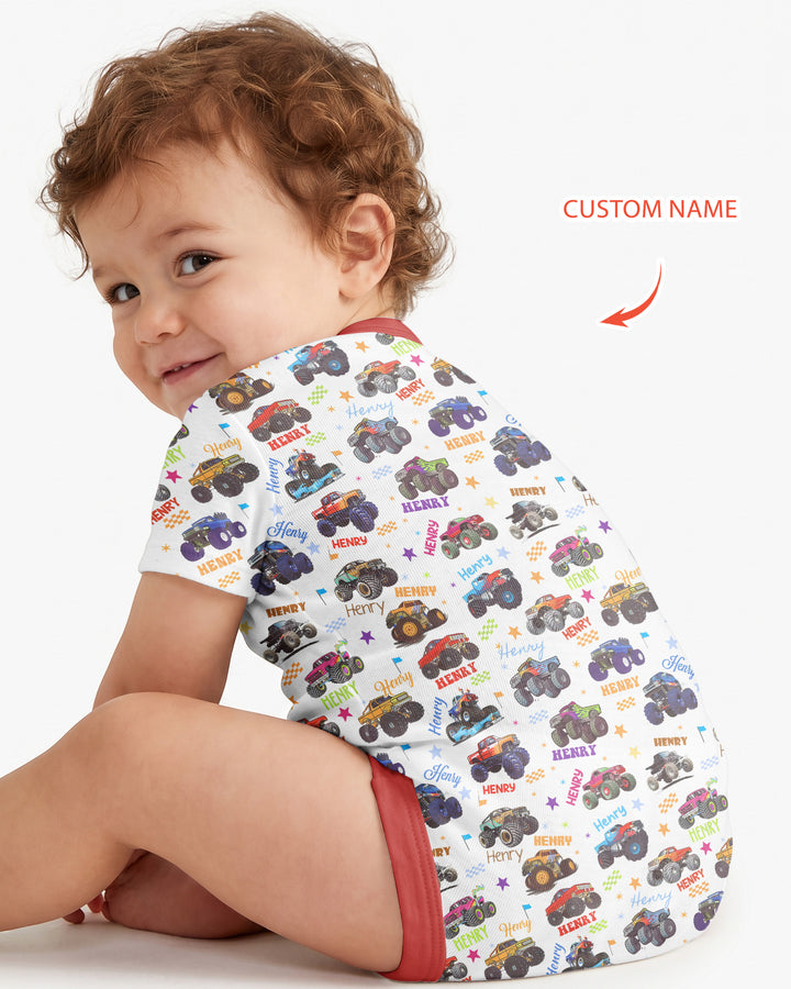 Monster Truck Custom Name Bamboo Bodysuit