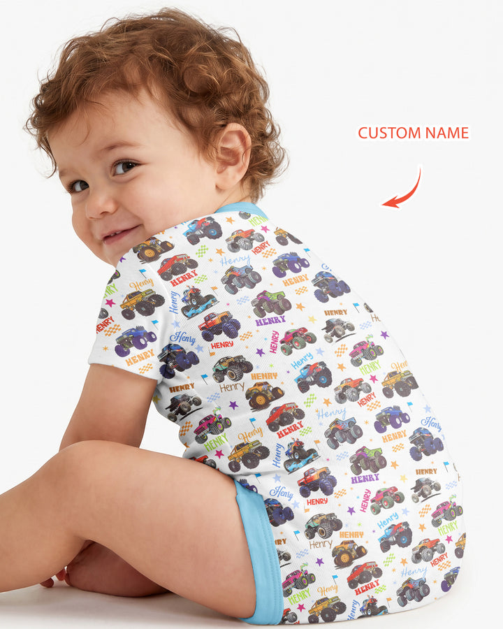 Monster Truck Custom Name Bamboo Bodysuit