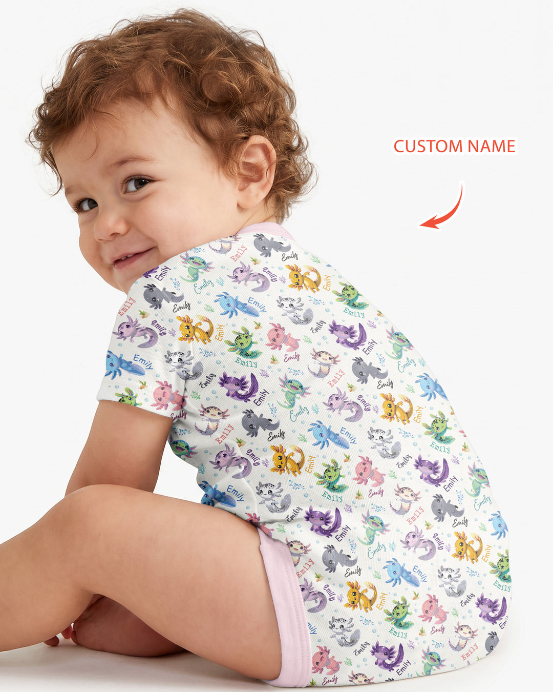 I Love You Axolotl Custom Name Bamboo Bodysuit