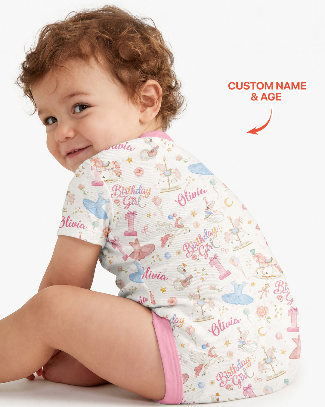 Ballerina Birthday Girl Custom Name & Age Bamboo Bodysuit
