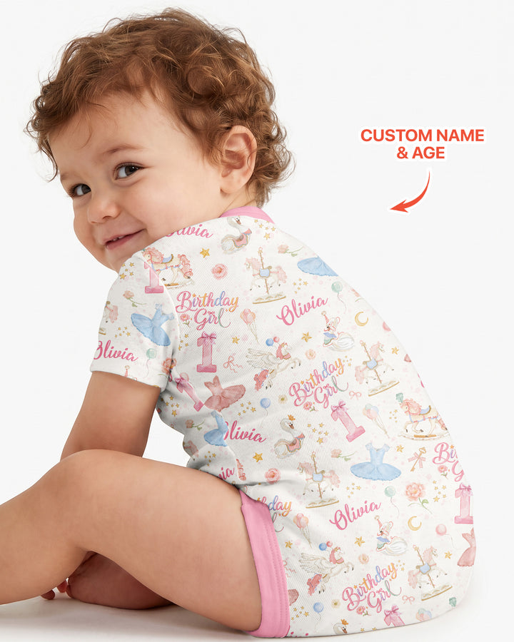 Ballerina Birthday Girl Custom Name & Age Bamboo Bodysuit