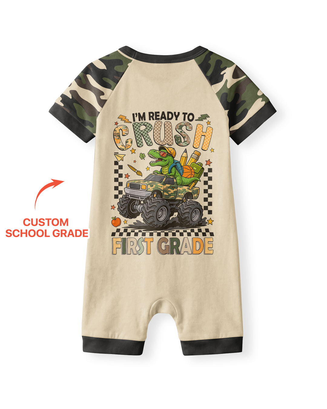 Back To School Monster Truck Dino Bamboo Shorty Zippy