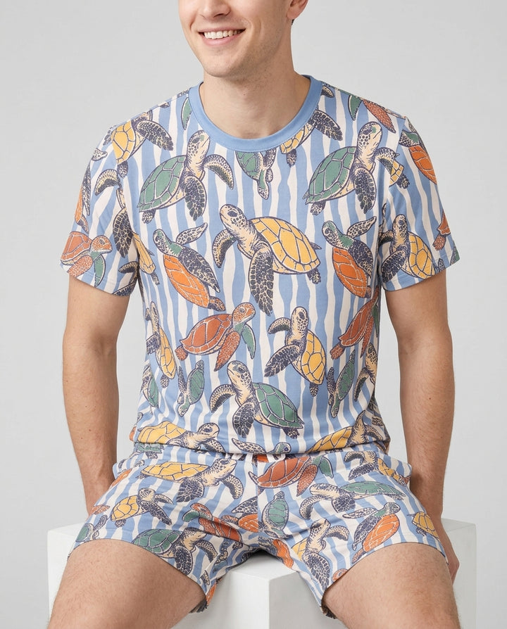 Turtle Bay Family Matching Bamboo Men Short Sleeve Short Pajama Set