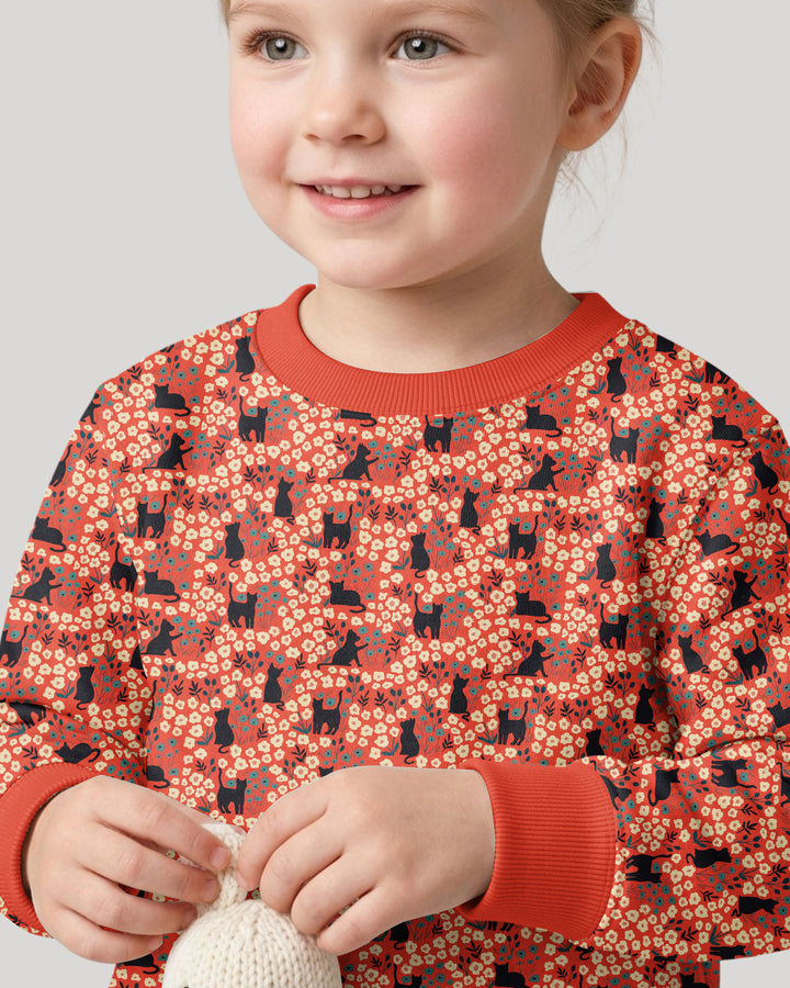 Black Cat Ditsy Bamboo Crewneck Sweatshirt