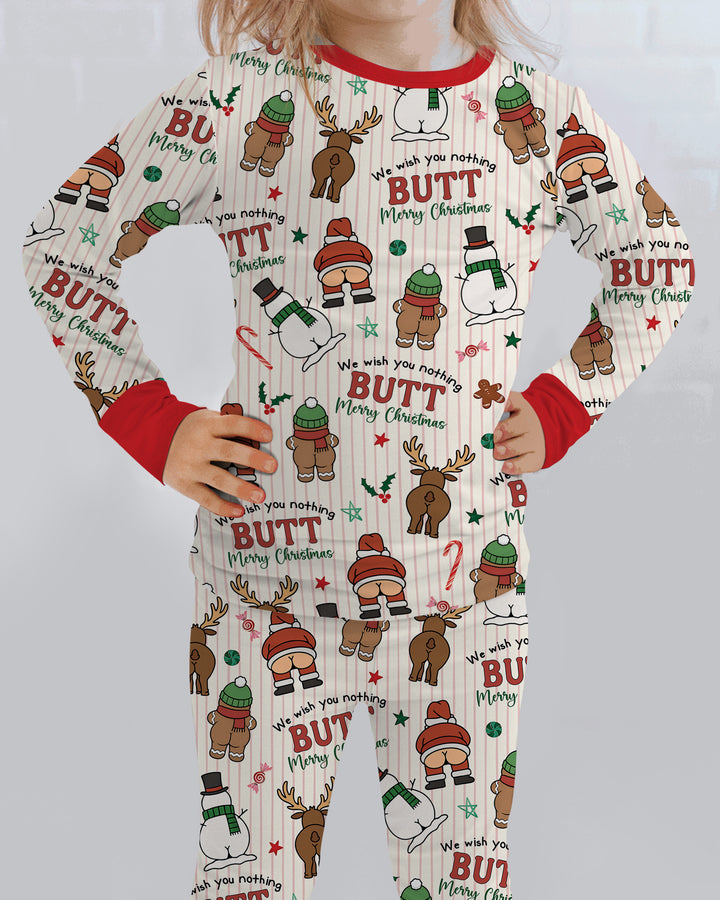 We Wish You Nothing Butt Merry Bamboo Two Piece Long Sleeve Pajama Set