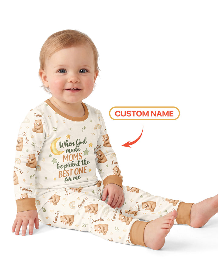 When God Made Moms Bamboo Two Piece Long Sleeve Pajama Set
