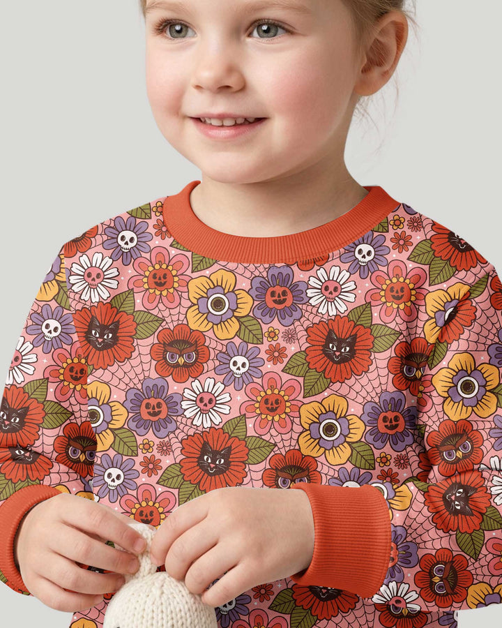 70s Halloween Floral Bamboo Crewneck Sweatshirt