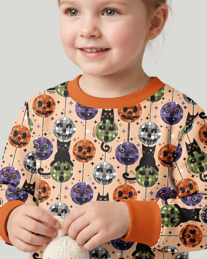 Groovy Halloween Disco Cat Bamboo Crewneck Sweatshirt