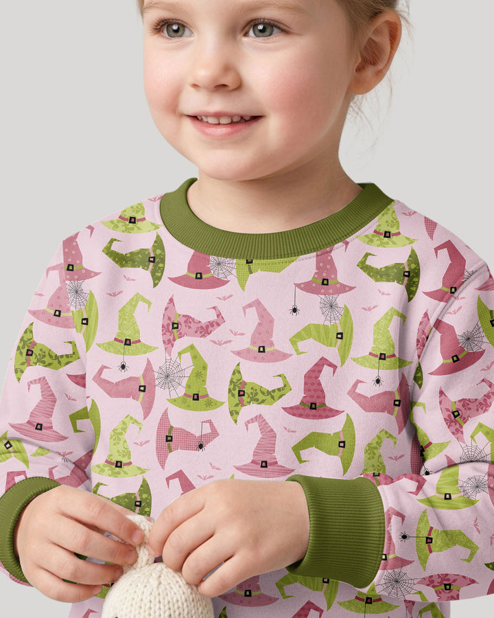 Pink Witch Hat Halloween Bamboo Crewneck Sweatshirt