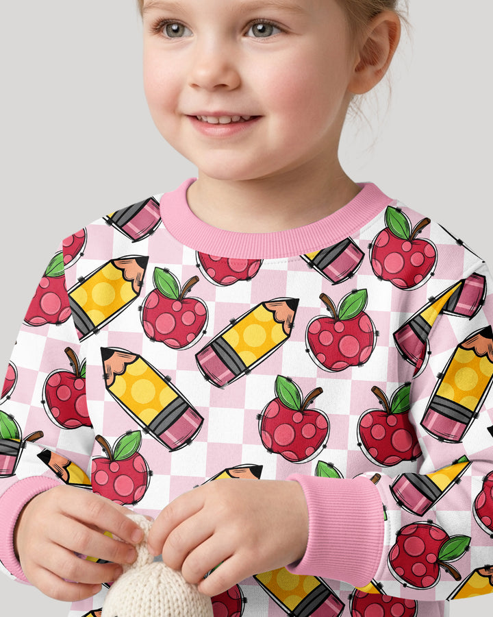 Checkered Apple Scribbles Bamboo Crewneck Sweatshirt