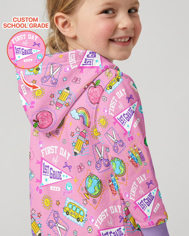 Custom Grade Girls School First Day Bamboo Zip Hoodie