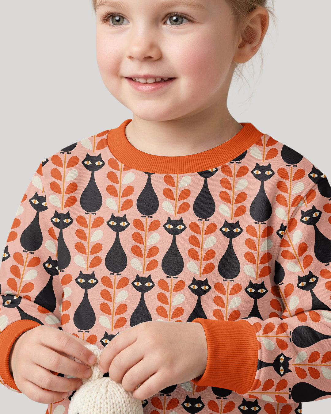Retro Black Cat Garden Bamboo Crewneck Sweatshirt