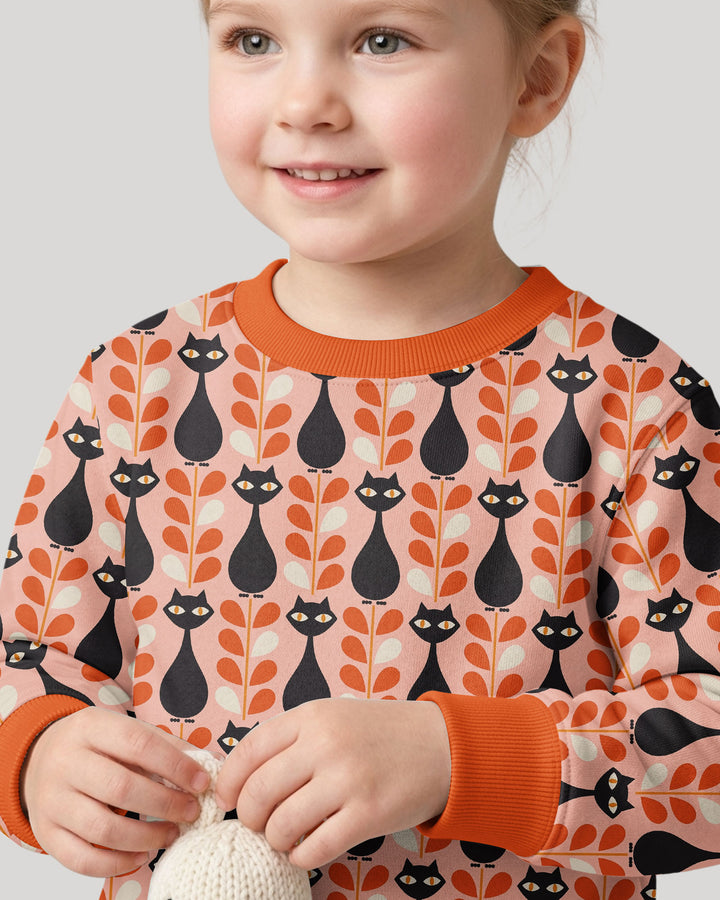 Retro Black Cat Garden Bamboo Crewneck Sweatshirt