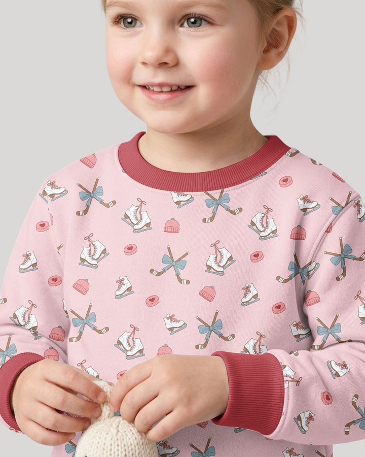 Girly Hockey PinkBamboo Crewneck Sweatshirt