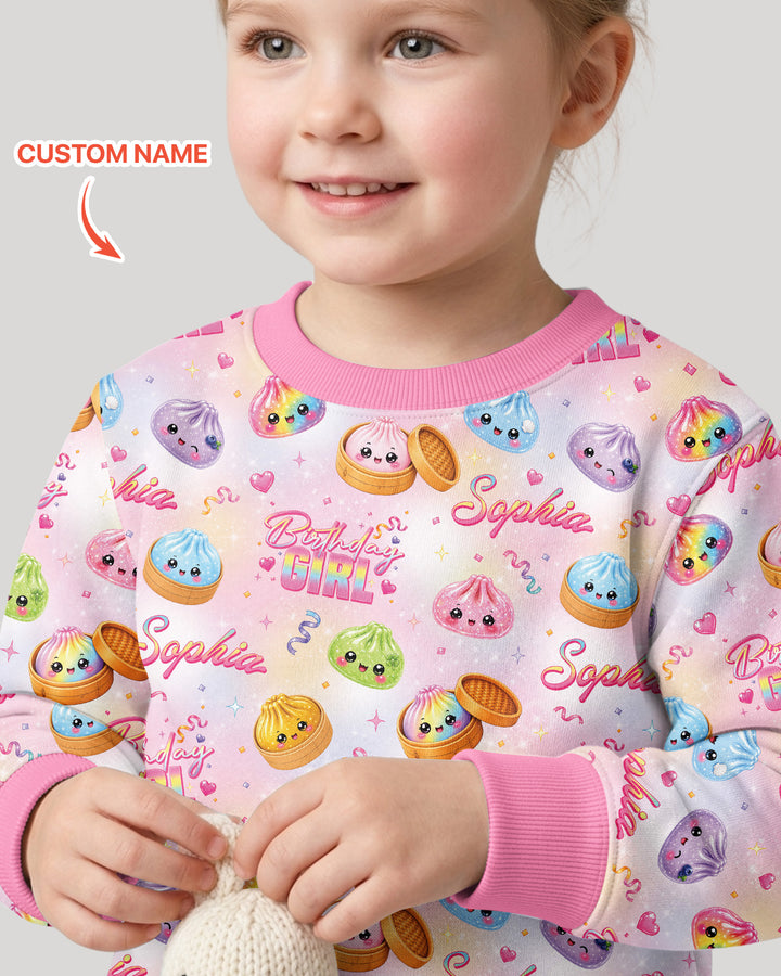 Birthday Girl Glitter Dumpling Bamboo Crewneck Sweatshirt