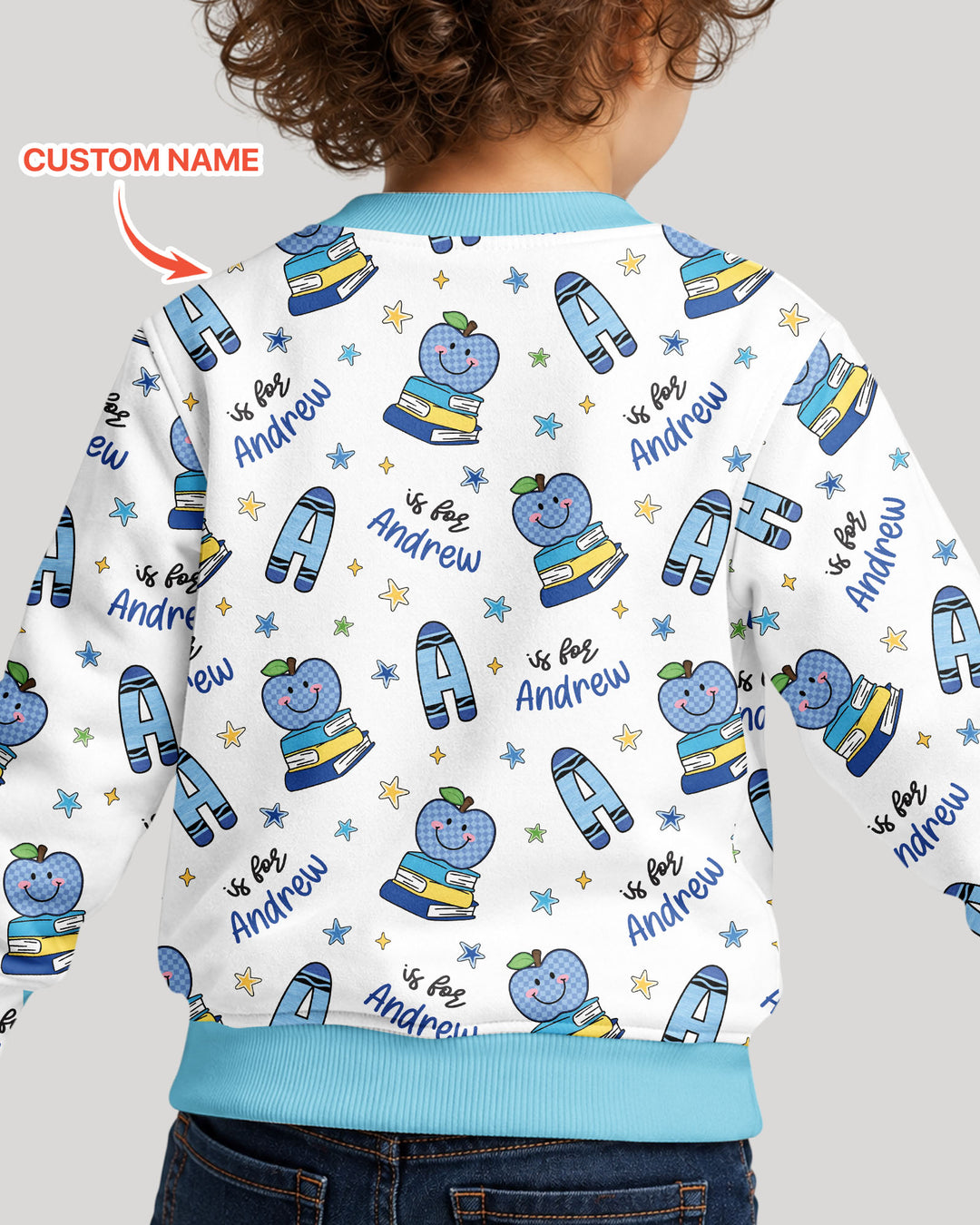 Custom Name Crayon Alphabet Bamboo Crewneck Sweatshirt