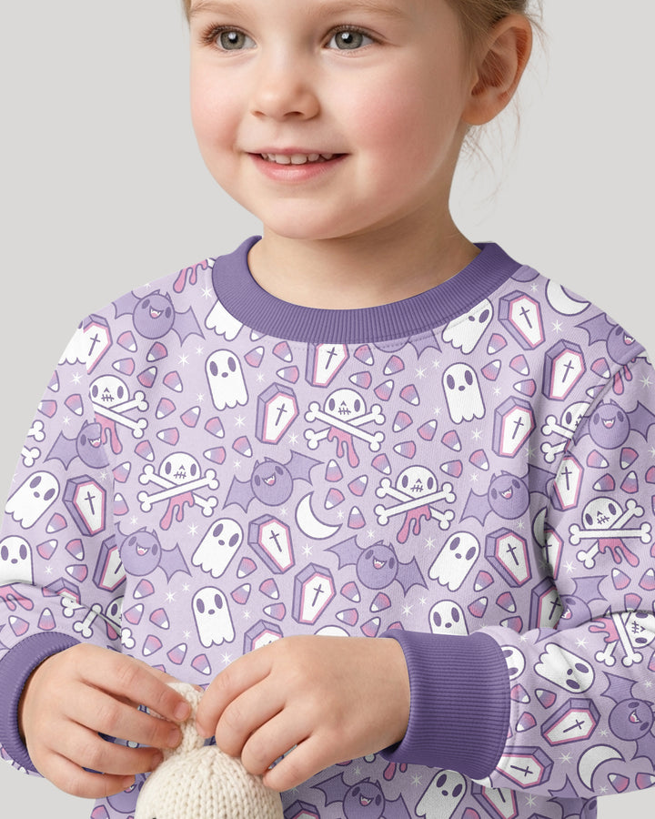 Cute Ghost Halloween Pastel Purple Spooky Bamboo Crewneck Sweatshirt