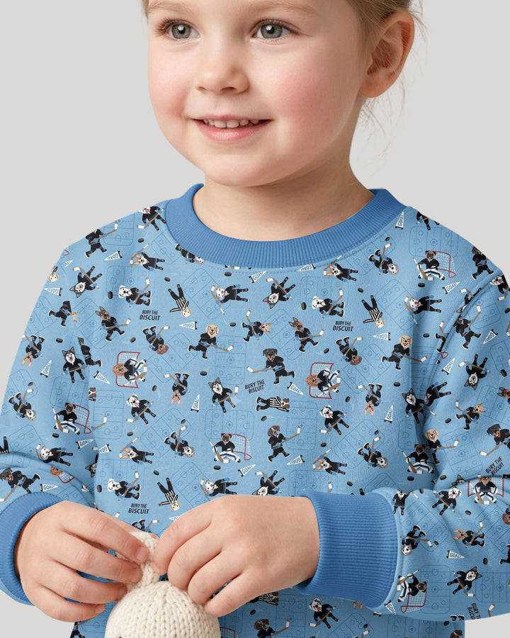 Hockey Dogs - Blue and Black Bamboo Crewneck Sweatshirt