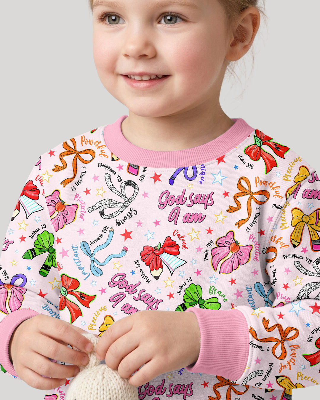 Pencil Bows God Says I Am Bamboo Crewneck Sweatshirt