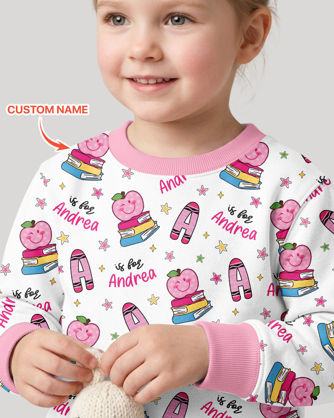Custom Name Crayon Alphabet Bamboo Crewneck Sweatshirt