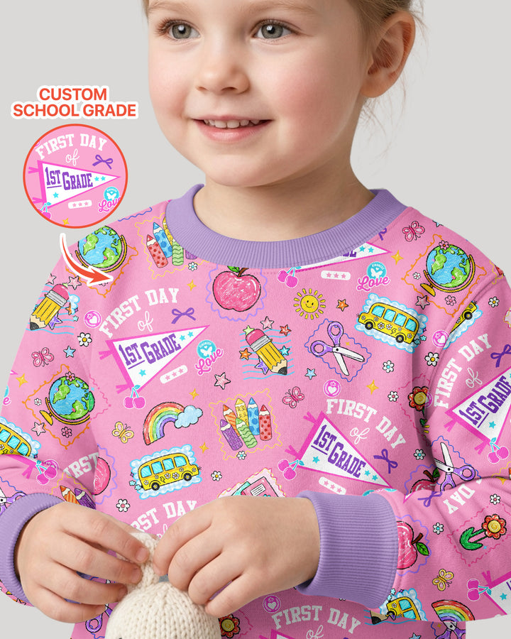 Custom Grade Girls School First Day Bamboo Crewneck Sweatshirt