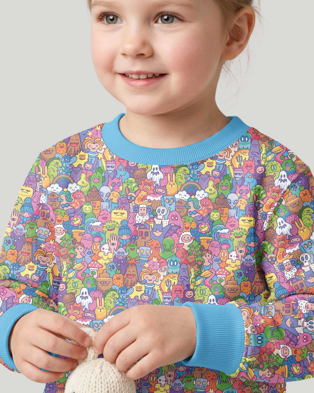 Doodle Characters Pastel Bamboo Crewneck Sweatshirt