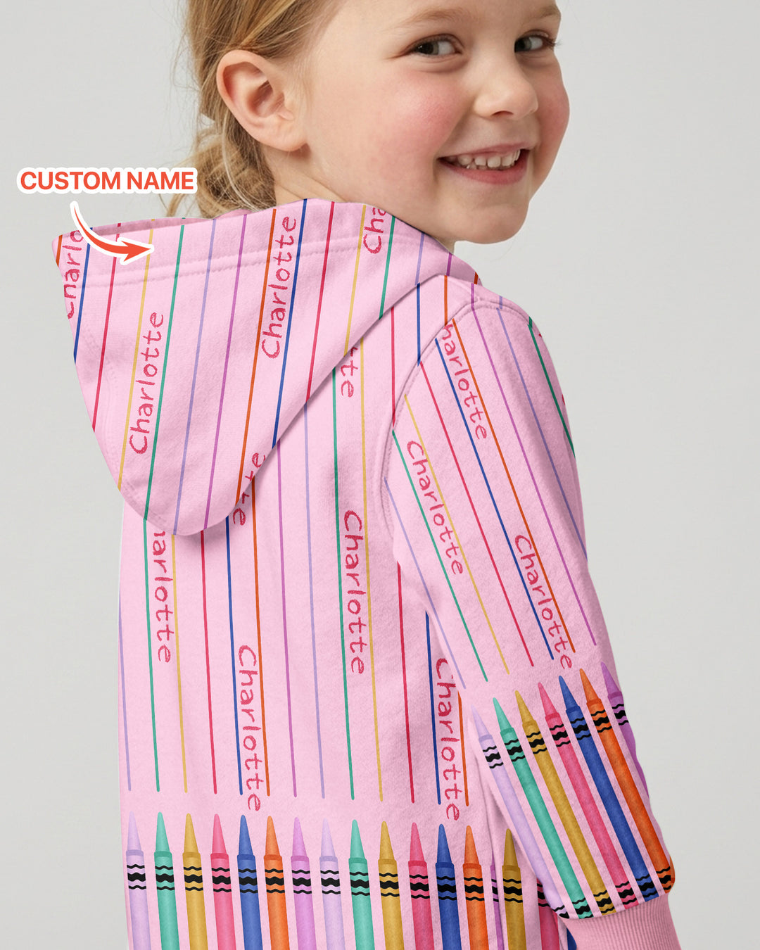 Custom Name Crayon Lines Bamboo Zip Hoodie