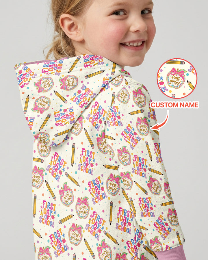 Custom School Grade First Day Cutie Bamboo Zip Hoodie