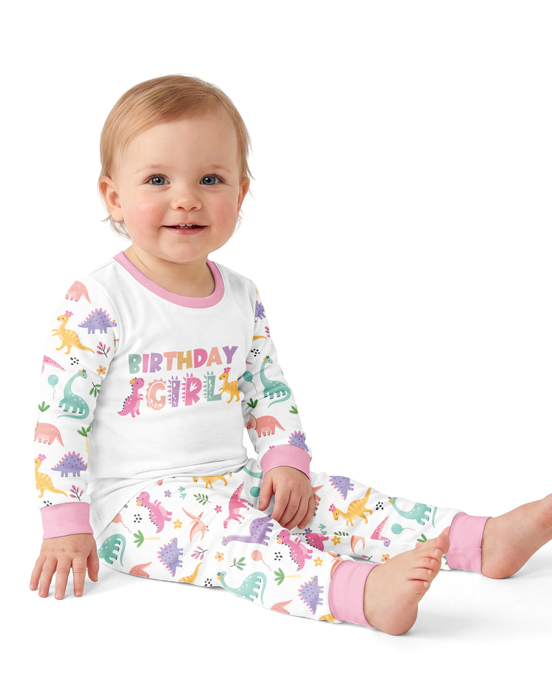 Personalized Dinosaur Birthday Bamboo Two Piece Long Sleeve Pajama Set