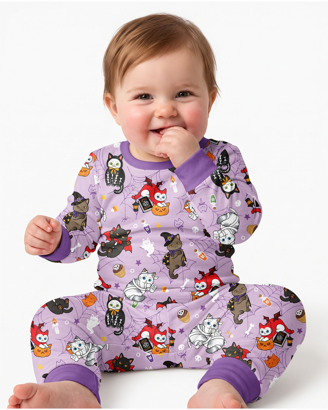 Spooky Kittie Bamboo Two Piece Long Sleeve Pajama Set