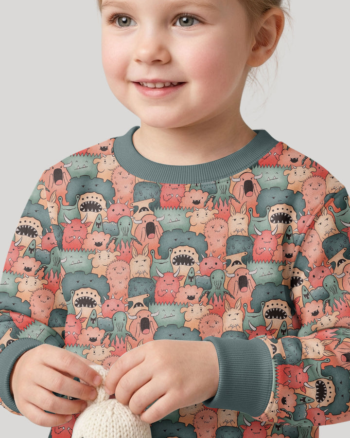 Cute Monster Crowd Bamboo Crewneck Sweatshirt