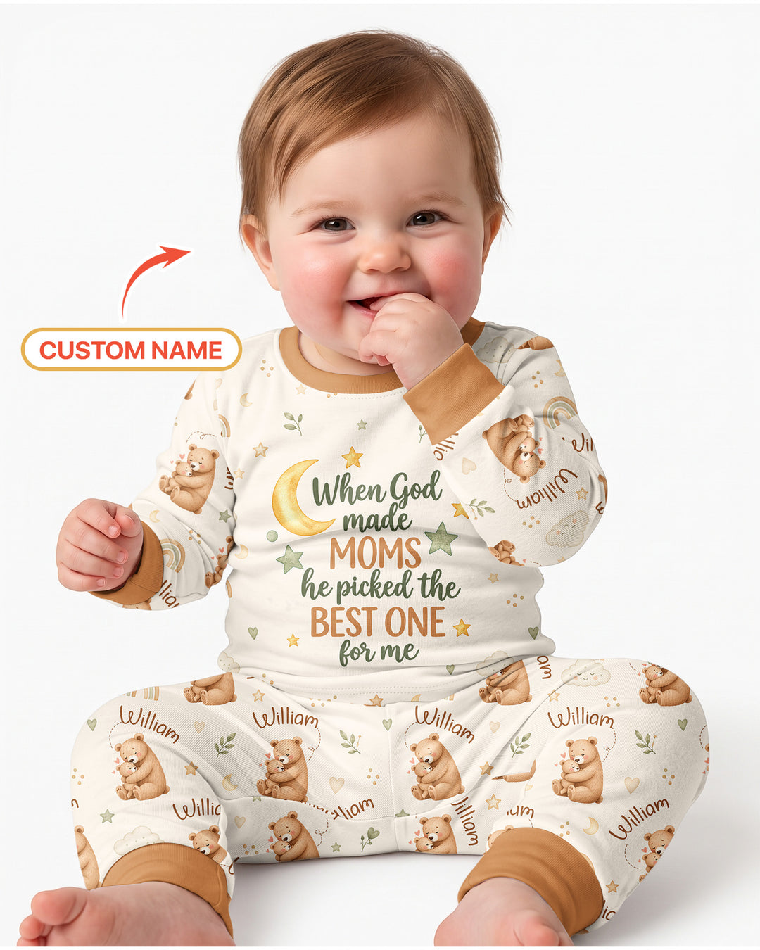 When God Made Moms Bamboo Two Piece Long Sleeve Pajama Set