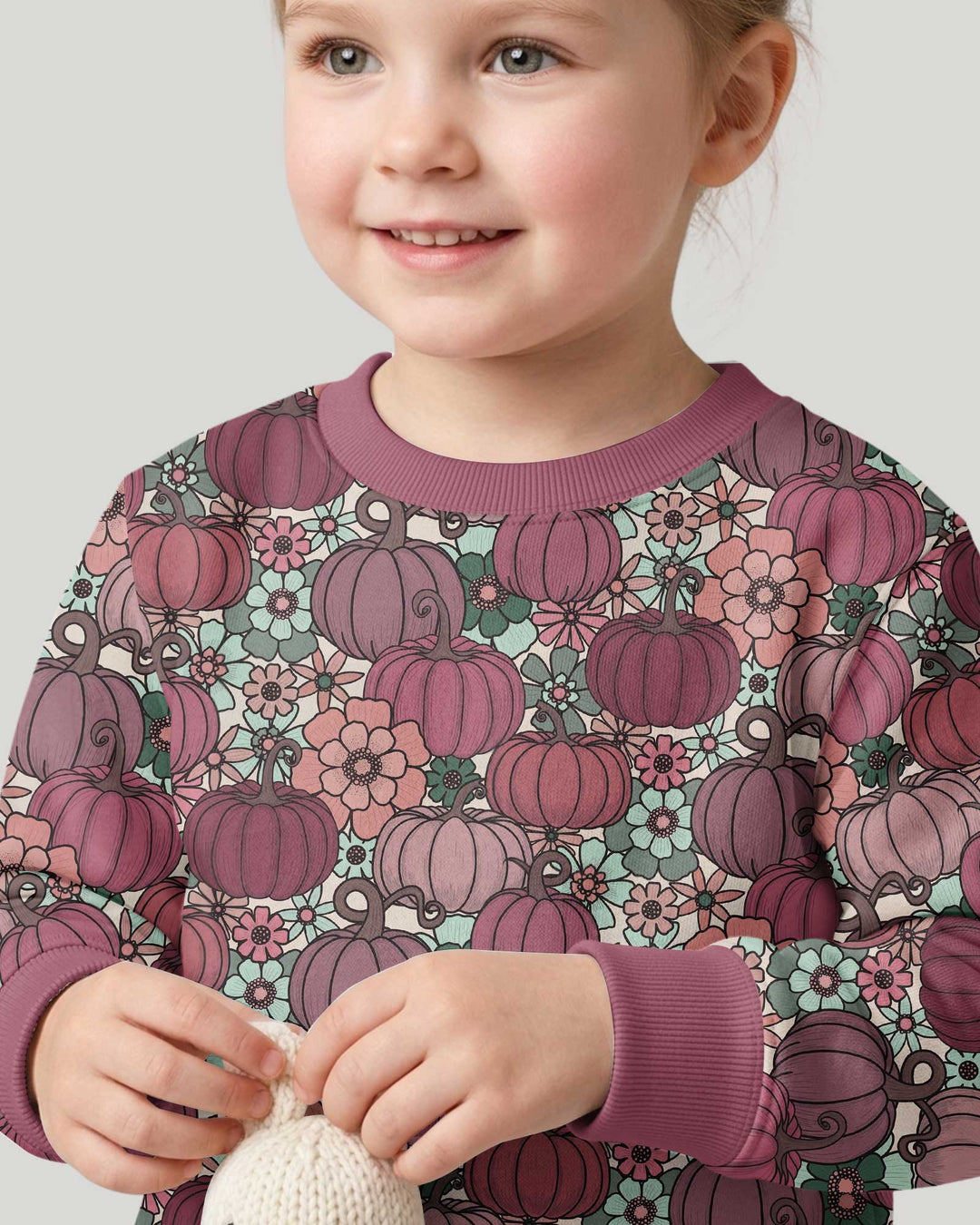 Retro Floral Pumpkin Patch Bamboo Crewneck Sweatshirt