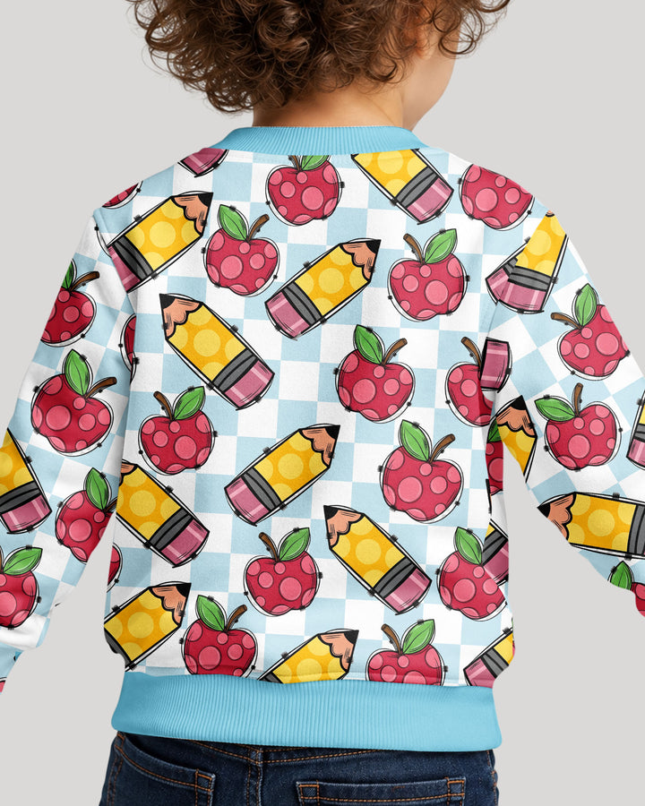 Checkered Apple Scribbles Bamboo Crewneck Sweatshirt