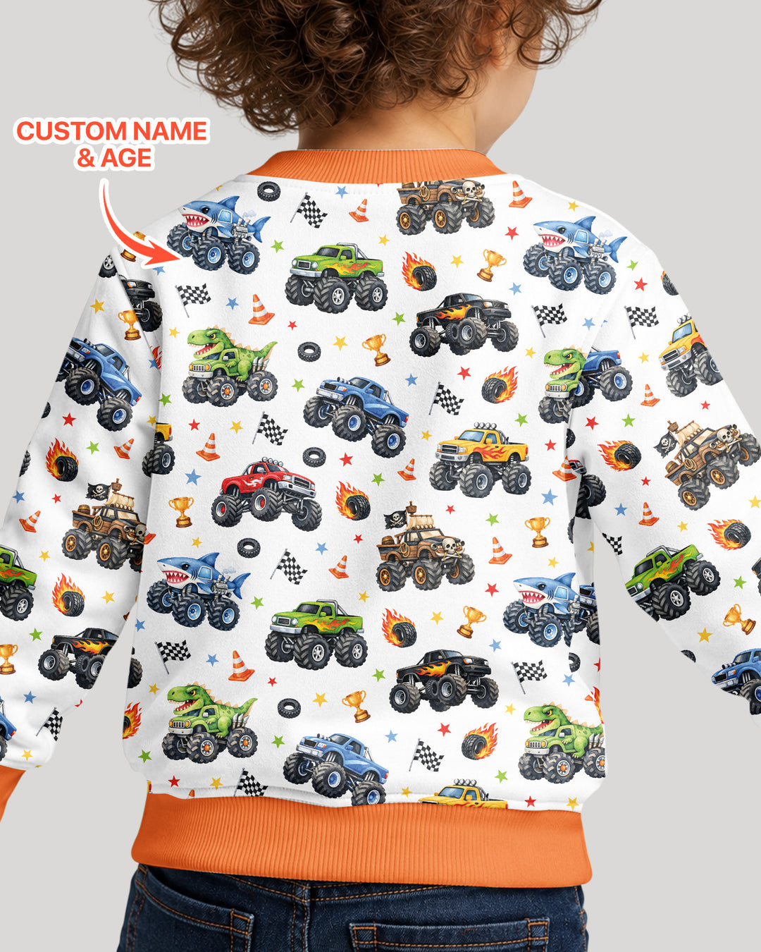 Personalized Monster Trucks Birthday Boy Bamboo Crewneck Sweatshirt