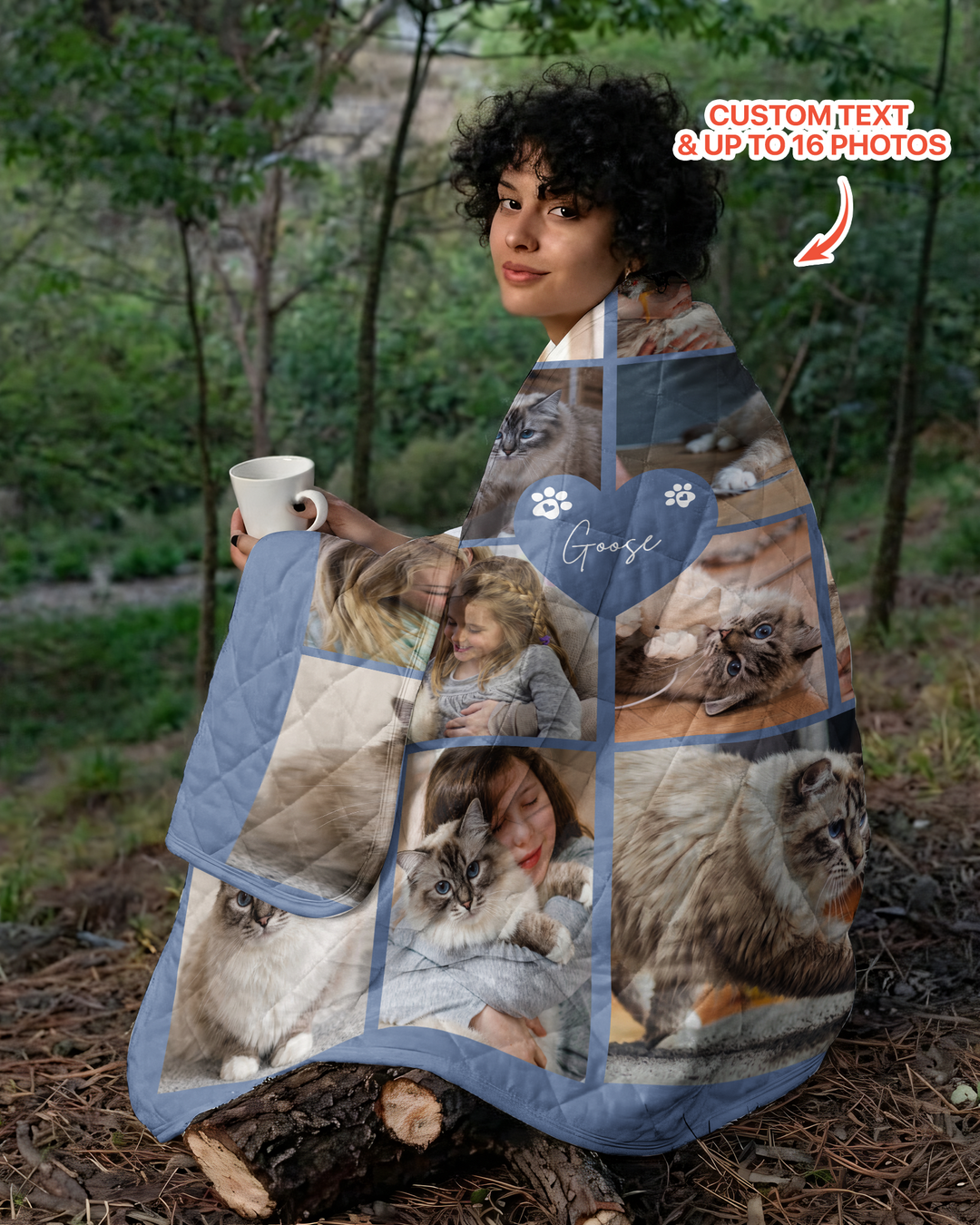 Custom Pet Photo Collage Bamboo Quilt Blanket