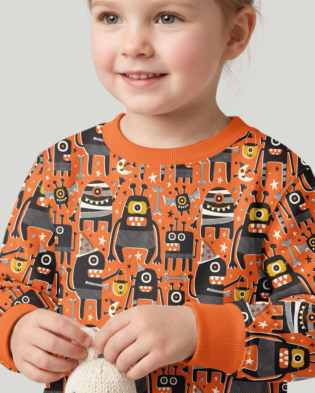 Mid Century Halloween Monster Toss Bamboo Crewneck Sweatshirt