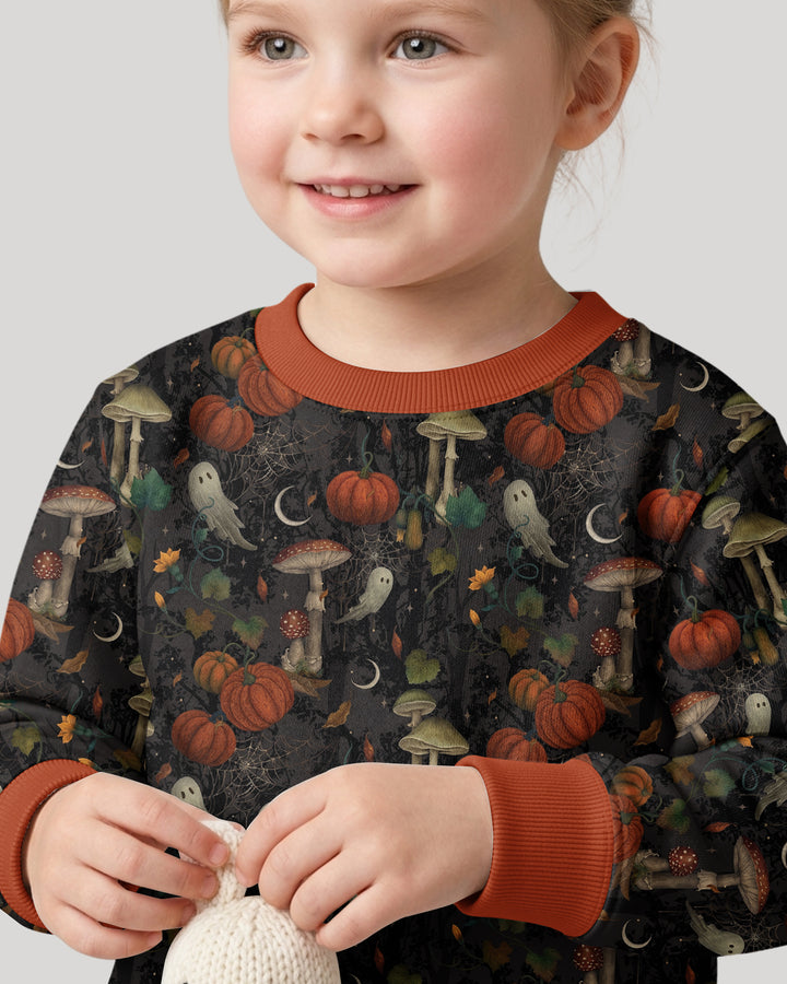 Spooky Cute Ghost Pumpkin Mushroom Halloween Bamboo Crewneck Sweatshirt