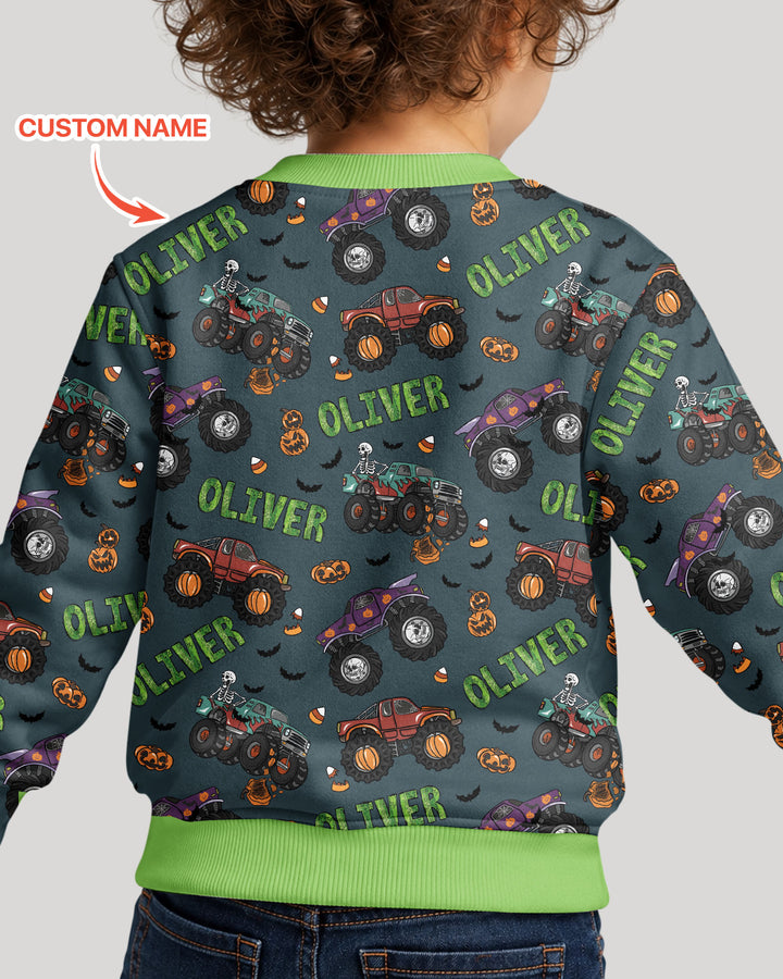 Custom Name Haunted Monster Trucks Bamboo Crewneck Sweatshirt
