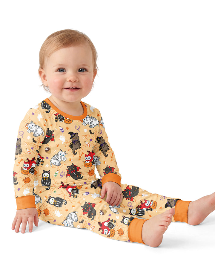 Spooky Kittie Bamboo Two Piece Long Sleeve Pajama Set