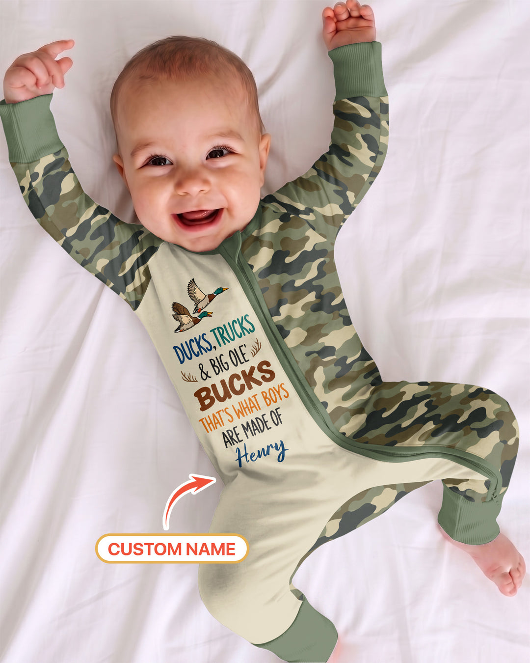 Custom Name Ducks, Trucks & Big Ole' Bucks Bamboo Convertible Zippy