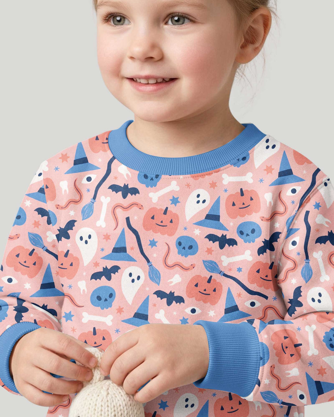Pastel Pumpkins Skulls And Witch Craft Bamboo Crewneck Sweatshirt