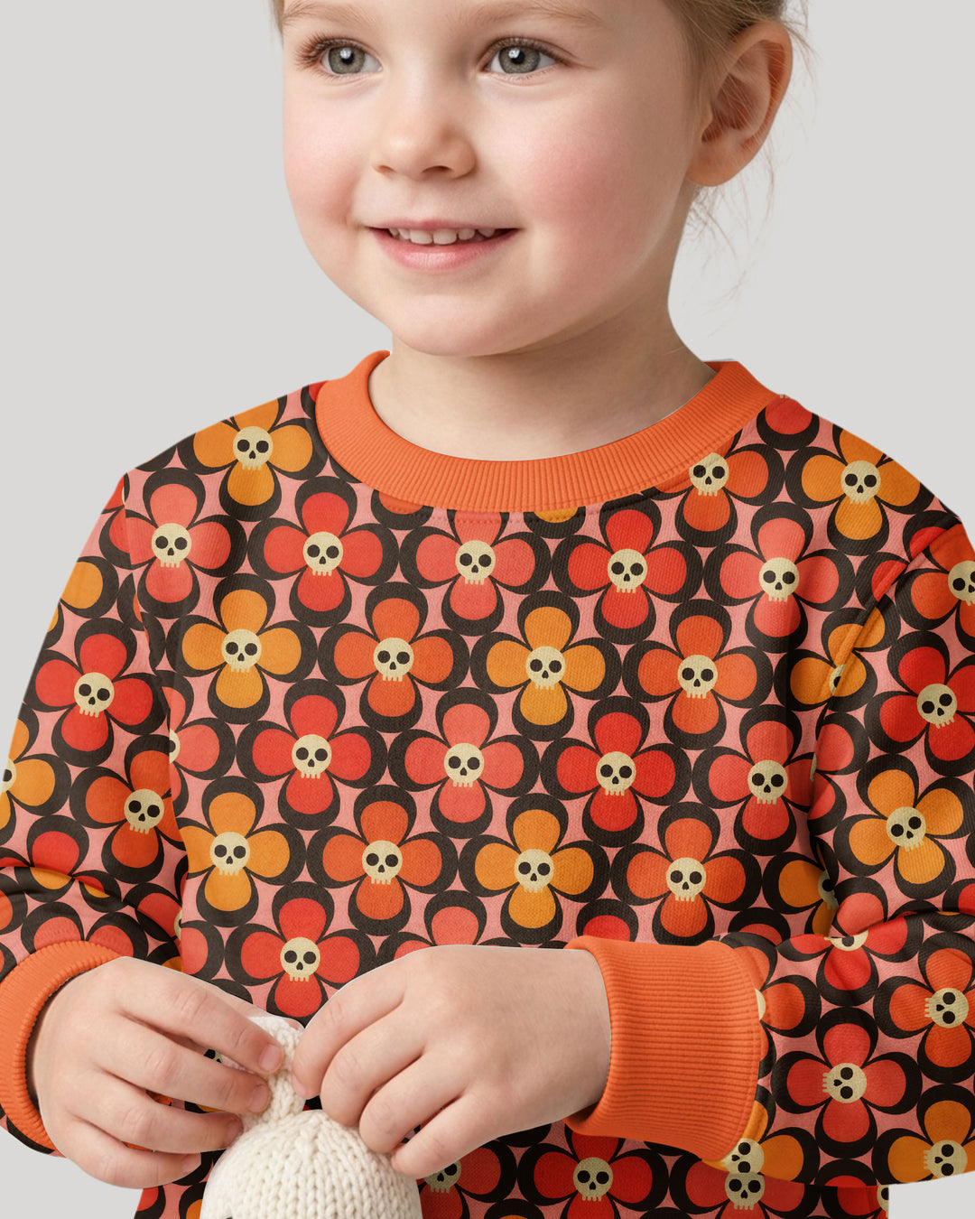 Retro Skull Flower Halloween Bamboo Crewneck Sweatshirt
