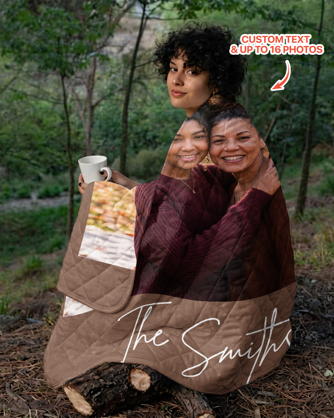 Custom Photo Collage Family Bamboo Quilt Blanket