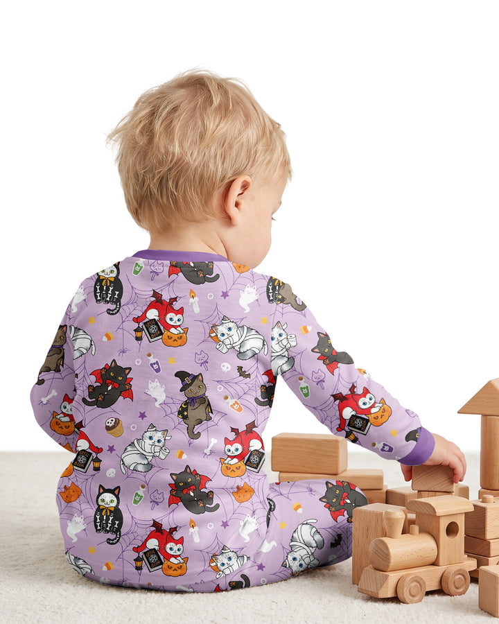 Spooky Kittie Bamboo Two Piece Long Sleeve Pajama Set