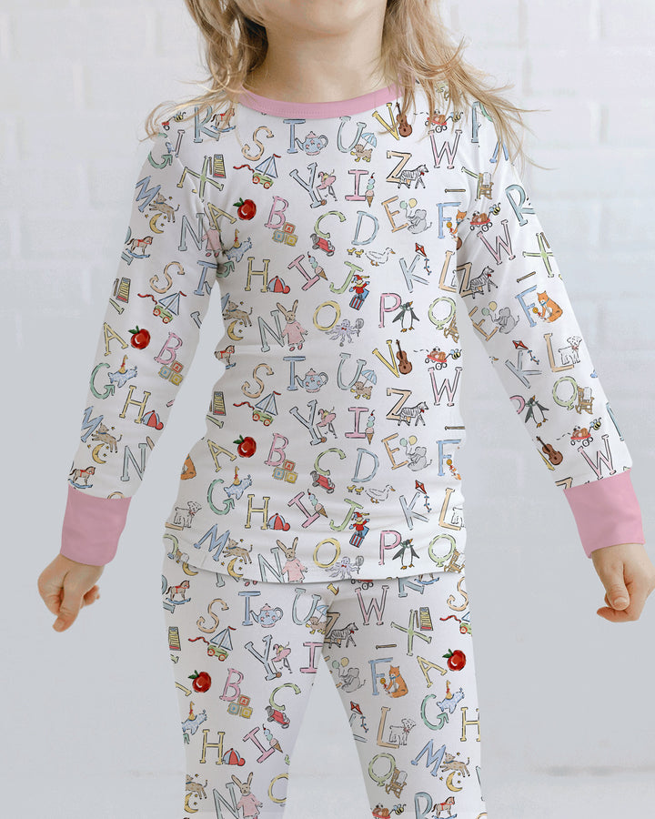 ABC Whimsy Bamboo Two Piece Long Sleeve Pajama Set
