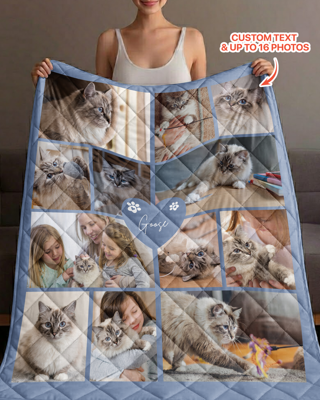 Custom Pet Photo Collage Bamboo Quilt Blanket